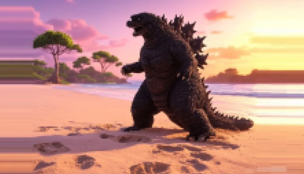 Godzilla leaving footprints