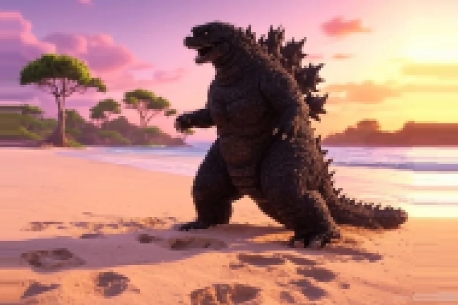 Godzilla leaving footprints