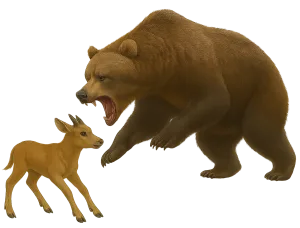 Bear about to eat a calf